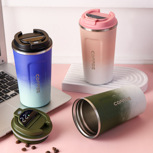 Smart Stainless Steel Cup With Straw Double-layer Vacuum Cup
